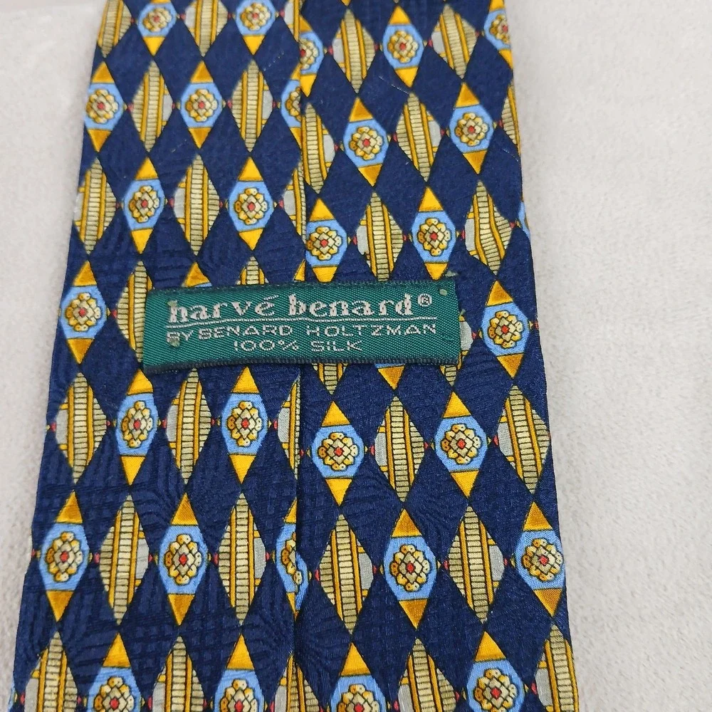 Harve Bernard 3.5x59 Mens Tie Silk Floral Woven Geometric
